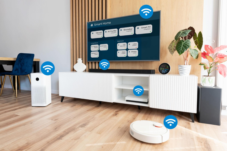 Modern smart home system with automation and security devices