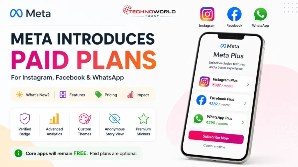 Meta introduces paid subscription plans for Instagram, Facebook, and WhatsApp with premium features and optional monthly pricing.