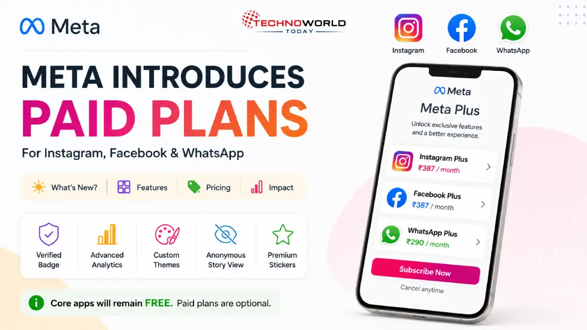 Meta Introduces Paid Plans for Instagram, Facebook & WhatsApp: Here’s the Full Truth 2 Meta introduces paid subscription plans for Instagram, Facebook, and WhatsApp with premium features and optional monthly pricing.