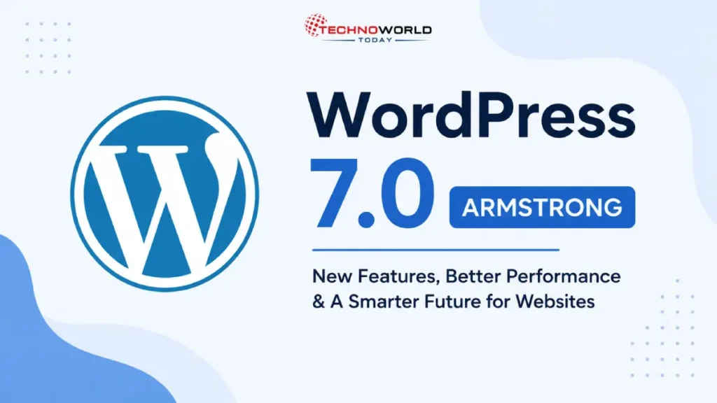 WordPress 7.0 Armstrong featured image showing new features, Gutenberg improvements, better performance, and SEO enhancements